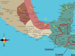 Мезоамерика в начале XVI века. Карта предоставлена А.В. Калютой.
