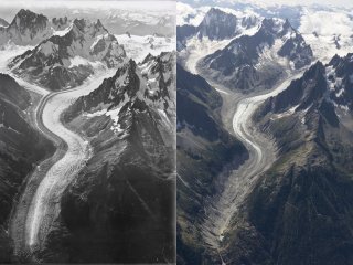 Аэрофотоснимки показывают, сколько льда потерял Монблан за 100 лет