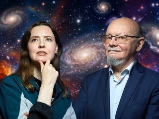Корреспондент портала «Научная Россия» Янина Хужина и химик Владимир Фельдман. Фото: Елена Либрик / «Научная Россия»