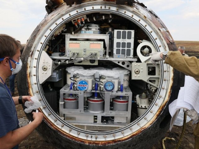 Спускаемый аппарат биоспутника «Бион-М» № 2. Фото: Олег Волошин / пресс-служба ГНЦ РФ — ИМБП РАН 
