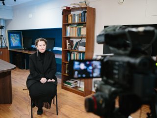 Запись интервью с к.ф.-м.н. Дарьей Сергеевной Гладских. Фото: Ольга Мерзлякова / «Научная Россия»
