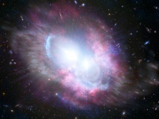Астрономы наблюдают яркую вспышку двойных квазаров в центре сливающихся галактик