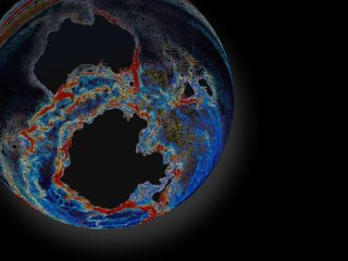 Модель, имитирующая Антарктическое циркумполярное течение, которое начало формироваться около 34 миллионов лет назад. Фото: Alfred Wegener Institute / Hanna Knahl, Patrick Scholz