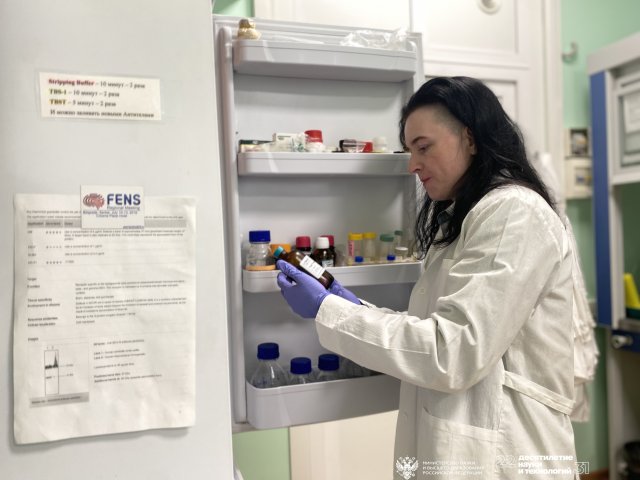 Валентина Евсюкова выбирает реагенты в холодильнике. Фото Дианы Хомяковой