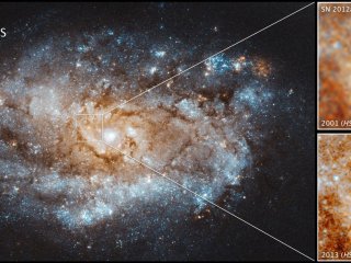 Астрономы объяснили, почему сверхновая SN 2012au вновь загорелась после первой вспышки шесть лет назад