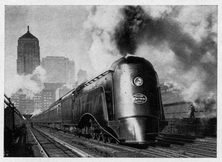 Паровоз Commodor Vanderbilt компании New York Central Lines, рекламный вкладыш в сигаретной пачке (1935)