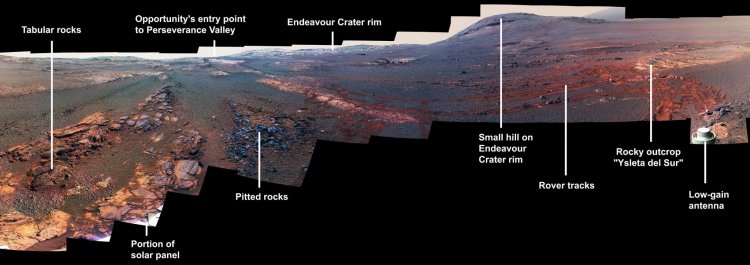 Прощальный снимок от марсохода Opportunity - панорама Красной планеты