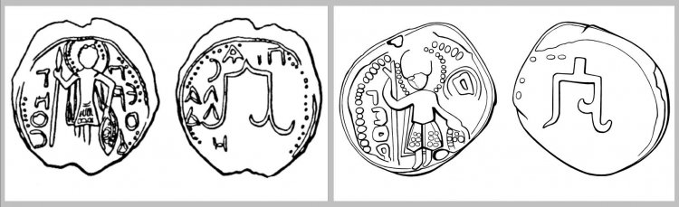 Слева: прорисовка печати Ростислава Юрьевича. Справа: прорисовка печати, найденной под Суздалем