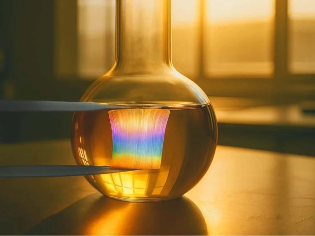 Пучок нановолокон оксида алюминия, состоящий из миллиардов отдельных волокон, уложенных параллельно друг другу, на фоне модифицированного нановолокнами масла. Фото предоставлено исследователем (Хартов Станислав Викторович)