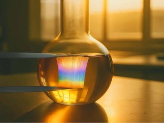 Пучок нановолокон оксида алюминия, состоящий из миллиардов отдельных волокон, уложенных параллельно друг другу, на фоне модифицированного нановолокнами масла. Фото предоставлено исследователем (Хартов Станислав Викторович)