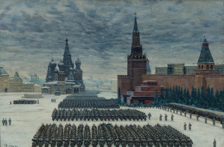 Парад на Красной площади в Москве 7 ноября 1941 года. Юон К.Ф. 1942 г.