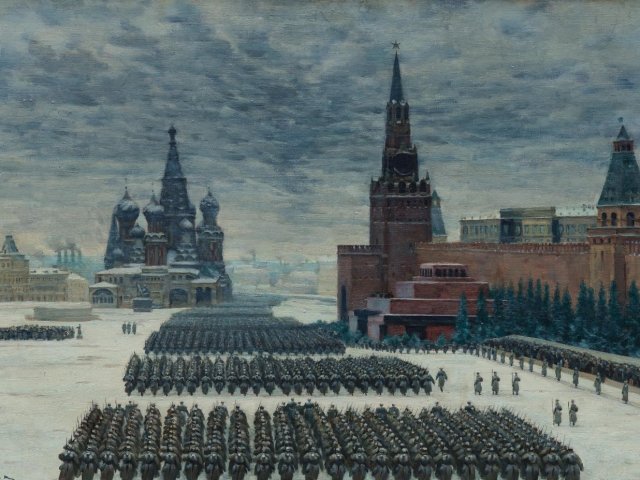 Парад на Красной площади в Москве 7 ноября 1941 года. Юон К.Ф. 1942 г.
