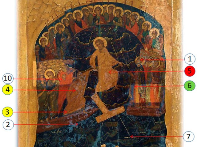 Карта отбора проб с иконы «Сошествие во ад». Источник: ФИЦ Биотехнологии РАН