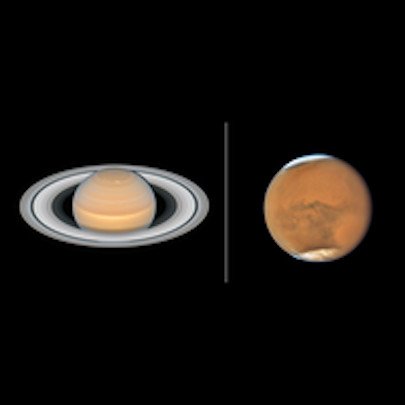 Ученые получили новые изображения Марса и Сатурна от телескопа «Хаббл»