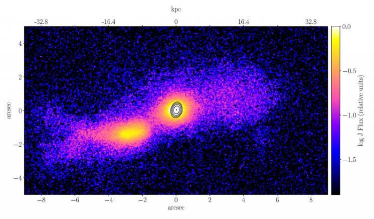 Получено первое фото релятивисткой струи, возникшей от столкновения галактик