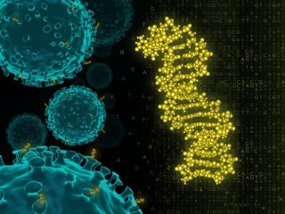 Схематическое изображение разработанного аптамера и вирусов COVID-19