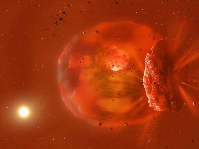 Астрономы впервые запечатлели «послесвечение» от столкновения планет в космическом пространстве