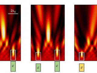 Формирование фотонного крючка при различном расстоянии между стержнями