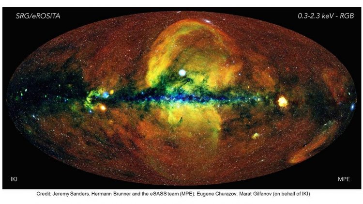 Карта всего неба, полученная с помощью обсерватории СРГ/еРОЗИТАИсточник фото: ИКИ РАН