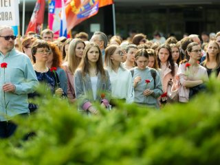 Митинг в МГУ, посвященный 74-й годовщине Победы в ВОВ