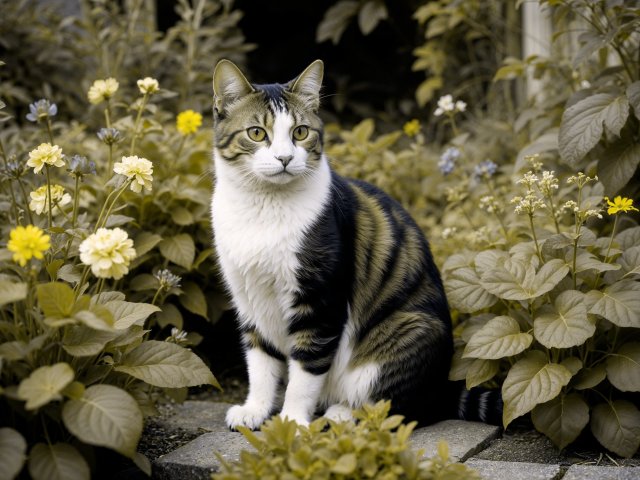 Кошка в саду. Источник: Freepik