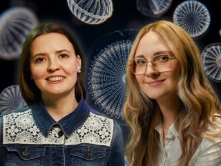 Корреспондент «Научной России» Янина Хужина и физик Юлияна Цветинович. Фото: Елена Либрик / «Научная Россия»