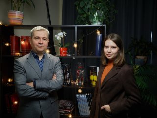 Андрей Дунаев и Юлия Локтионова в студии портала «Научная Россия». Фото: Елена Либрик / «Научная Россия»