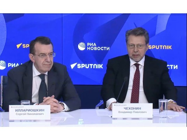 Академики С.Н. Иллариошкин и В.П. Чехонин (справа налево). Источник изображения: скриншот прямой трансляции МИА «Россия сегодня» 