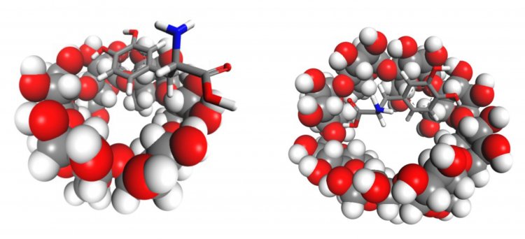 Молекула в полости хирального модификатора — циклодекстрина. Источник: Zilberg R.A., Vakulin I.V., et al. / Chirality, 2022