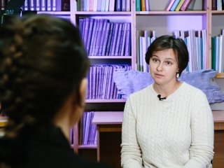 Запись интервью с кандидатом исторических наук Еленой Сергеевной Левановой. Фото: Ольга Мерзлякова / «Научная Россия»