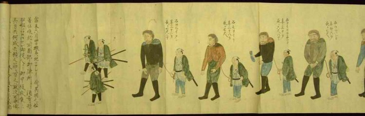 Японский свиток, изображающий пленение Головнина и его людей. Источник: Wikipedia