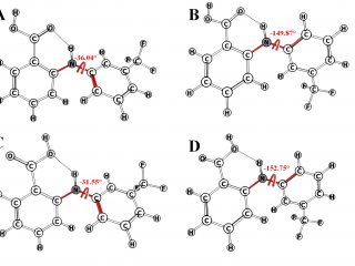 Четыре конформера молекул флуфенамовой кислоты. Источник: Khodov et al. / Materials, 2022