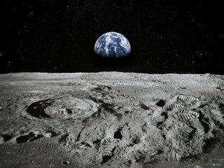 Планета Земля. Вид с Луны. Художественное изображение. Источник: 123RF