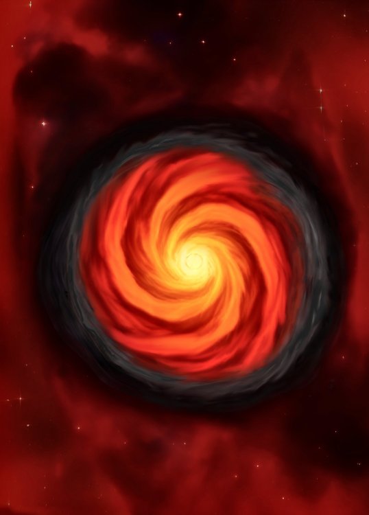 Отрисованная структура массивной звезды G358-MM1, полученная по итогам снимков с телескопов. Иллюстрация: Charlie Willmott, Ross Burns