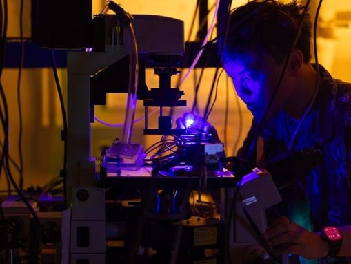 Аспирант Рорк Чао исследует микросветодиоды в Калифорнийском университете в Санта-Барбаре. Фото: Matt Perko / University of California - Santa Barbara