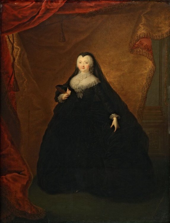 Георг Христоф Гроот. Портрет Елизаветы Петровны в черном маскарадном домино с маской в руках. 1748