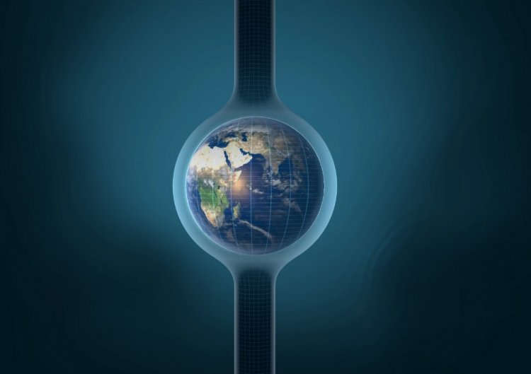 Замедление времени, Земля, на большем масштабе. Иллюстрация: Физика от Побединского
