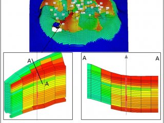 Распределение нефтенасыщенности в трехмерной гидродинамической модели и направление формирования щелевых каналов