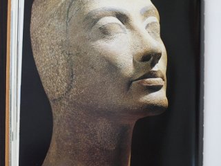 An unfinished quartzite bust of Queen Nefertiti
