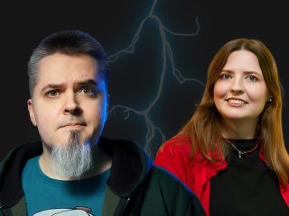 Младший научный сотрудник АКЦ ФИАН Вячеслав Авдеев и корреспондент портала «Научная Россия» Янина Хужина. Фото: Елена Либрик / «Научная Россия»