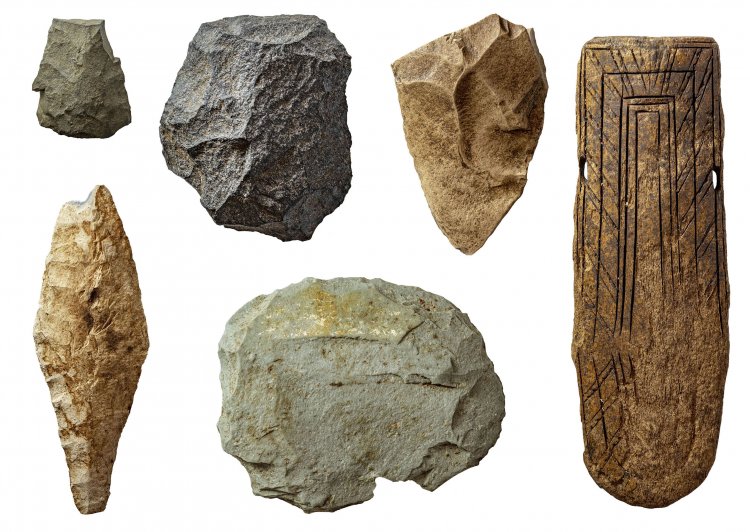 Каменные и костяные орудия из поселения на мысе бухты Астрономическая