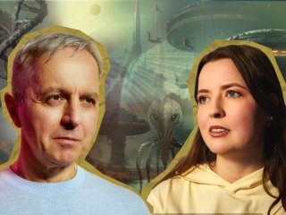 Корреспондент портала «Научная Россия» Янина Хужина и директор Института фармации и медицинской химии Пироговского Университета Минздрава России Вадим Негребецкий. Фото: Елена Либрик / «Научная Россия»