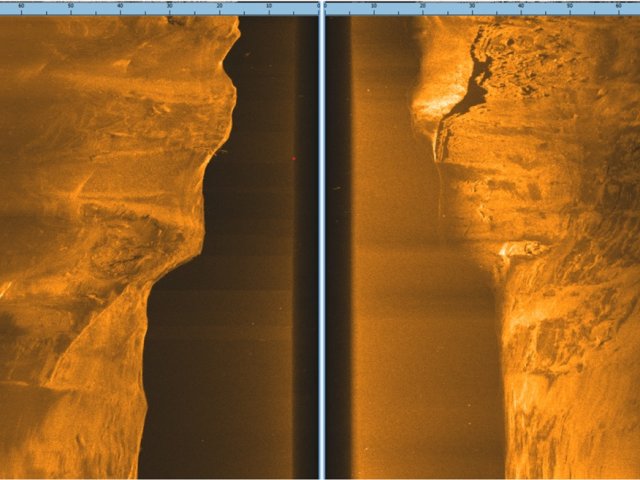 Эхограмма зимовальной ямы Замянская в самом глубоком месте – 36 метров. Автор фото: Л.В. Дегтярева