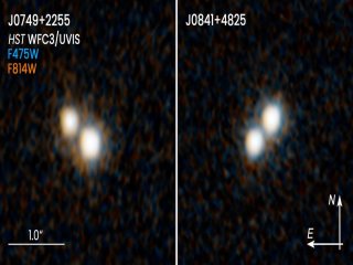 «Хаббл» обнаружил двойные квазары в сливающихся галактиках