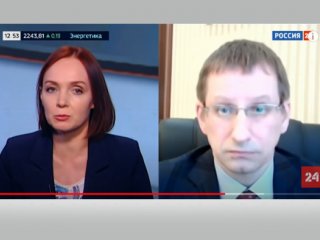 Изображение: стоп-кадр из программы "Мнение" с Эвелиной Закамской на канале "Россия 24"