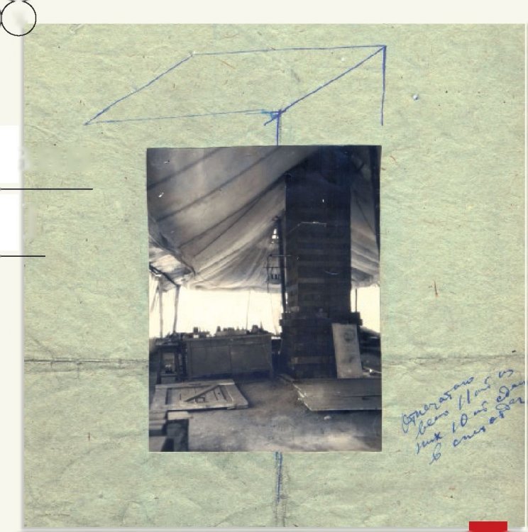 Проверка чистоты графита в армейской палатке на территории Лаборатории № 2. Фото из лабораторного журнала, 1944 г. Фото: Архив НИЦ «КИ».