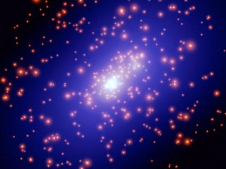 Распределение массы в скоплении галактик. Observatoire Midi-Pyrenees, Caltech 