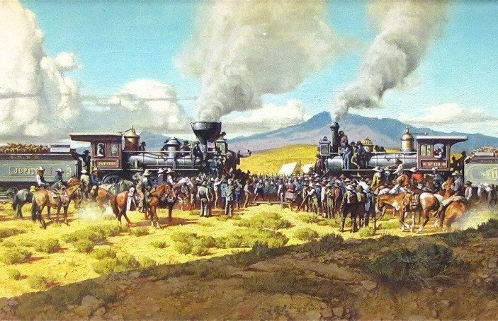 10 мая 1869 года. Построена первая в мире трансконтинентальная железная дорога