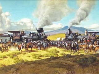 10 мая 1869 года. Построена первая в мире трансконтинентальная железная дорога