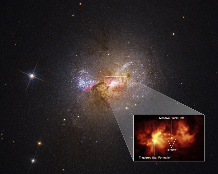 В карликовой галактике обнаружена черная дыра, которая создает звезды, а не поглощает их